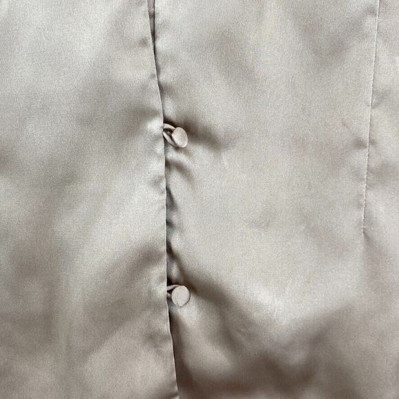 Dennis Basso Blouse Womens Extra Small Brown Silky Button Up Long Sleeve Ruffle - Picture 8 of 13